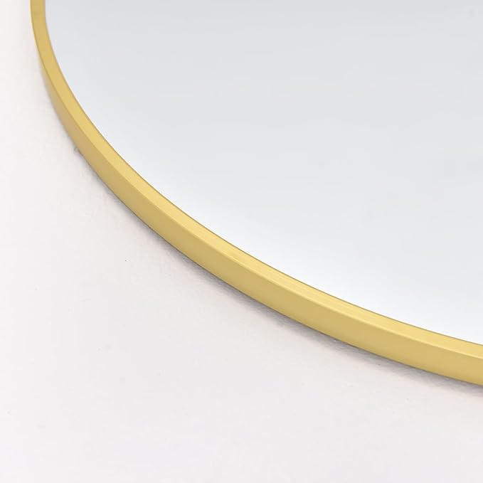 Oversized Full Length Mirror, Arched Body Mirror with Aluminum Stand, 76"x34", Hanging or Leaning, Wall Mounted, Gold