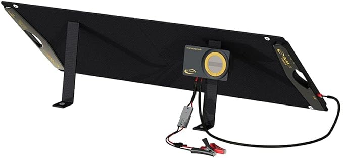 GoPower DuraLite 100-Watt Solar Panel with 30-Amp PWM Charge Controller, Foldable, High-Efficiency Monocrystalline Cells, Expandable to 300-Watt, Ideal for Camping, RVs, Campers, ATVs, Boats - Black