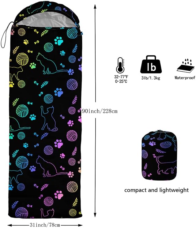 QOOMO Camping Sleeping Bags,3 Season Warm & Cool Weather,Lightweight,Waterproof Sleeping Bags for Adults & Kids,Traveling,and Outdoors,Camping Gear Equipment