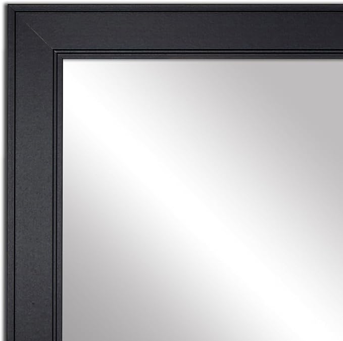 Frame My Mirror Black Framed Mirror, 32" x 54" Mirror for Bathroom, Wood Frame, True Reflections Glass, Black Finish, Porter Design, Hangs Horizontally or Vertically, Made in USA