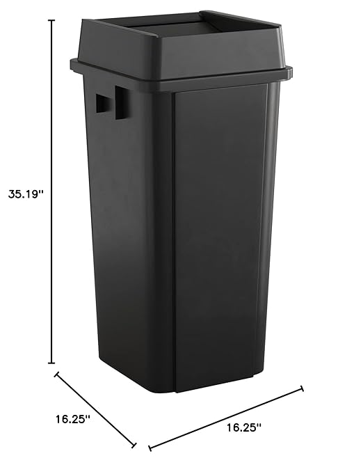 23 Gallon Black Square Commercial Trash Can with Lid