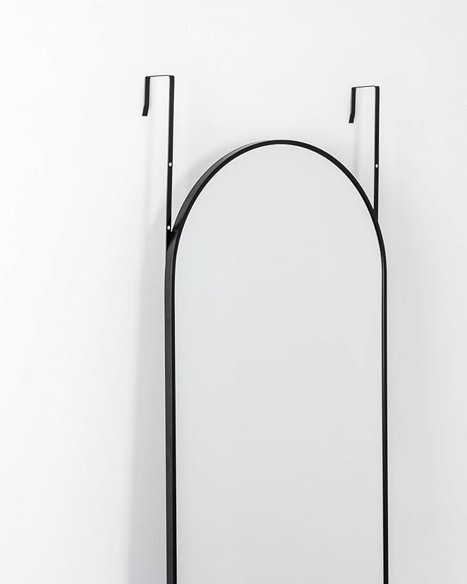 48"x14" Black Full Length Mirror – Door Hanging Mirror, Over The Door Mirror for Bathroom, Bedroom, Living Room & Locker Room