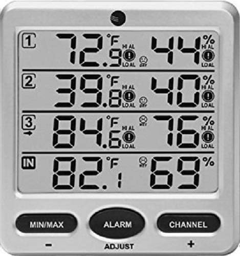 Ambient Weather WS-10-X4 Wireless Indoor/Outdoor 8 Channel Thermo-Hygrometer with Four Remote Sensors