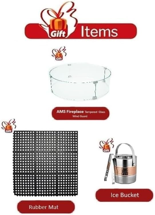 Elementi Lunar Bowl Cast Concrete Fire Table Bundle, Outdoor Fire Pit Fire Table Patio Furniture, Dark Gray (Liquid Propane Gas)