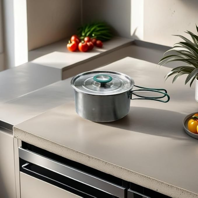 Stainless Steel Camping Cookware, durable, easy to clean, and quick to heat up. Compact camping cookware set, perfect for family picnics, camping, backpacking, hiking.