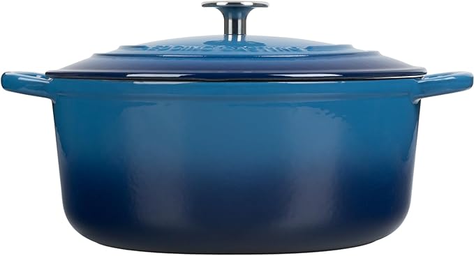 Enameled Cast Iron Dutch Oven Pot With Lid for Cooking, Bread Baking, Bread Oven, 5.5 Quart, Lake Blue
