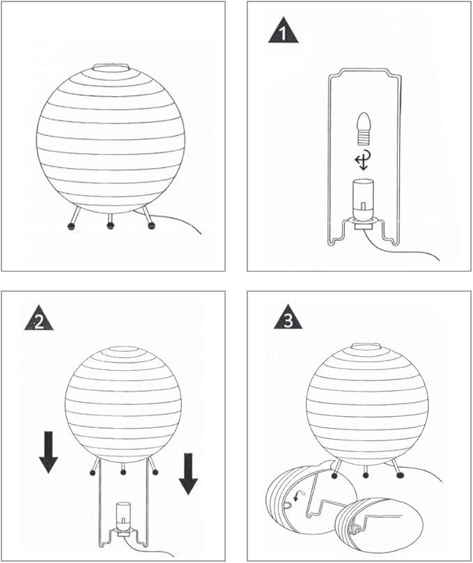 YY YEARCHY Table Lamp Paper Lamp Standing Lamps with Rice Paper Shade for Bedroom Livingroom (Ball 2 Pack)