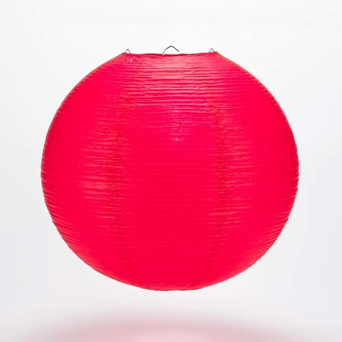 Quasimoon PaperLanternStore.com 12 Inch Red Fine Line Premium Even Ribbing Paper Lantern, Extra Sturdy