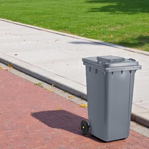 PRO&Family Wheeled Outdoor Trash Can Garbage Can Garage Trash Can for Restaurants/Hospitals/Offices/Back of House/Warehouses/Home (Blue, 64 Gallon)