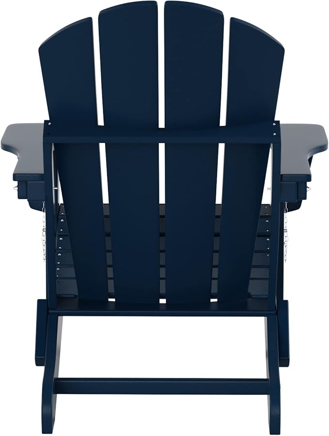 WestinTrends Malibu Malibu Outdoor Folding Poly Adirondack Chair (Set of 8), Navy Blue