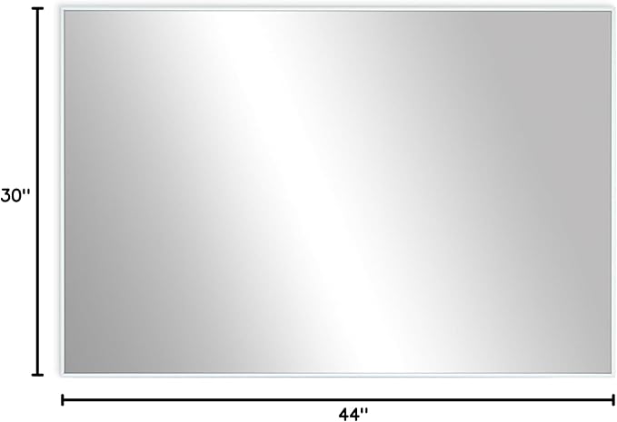 Frame My Mirror White Metal Framed Mirror, 30" x 44" Mirror for Bathroom, Metal Frame, True Reflections Glass, Pure White Finish, Stanton Design, Hangs Horizontally or Vertically, Made in USA