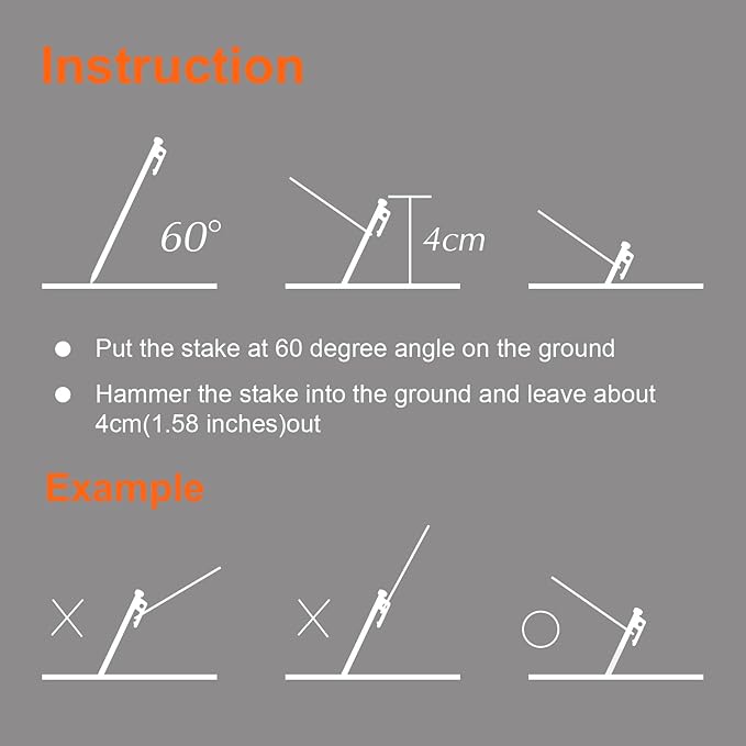 Eurmax USA 10 inch Multiuse Heavy Duty Steel Tent Stakes Tarp Pegs Camping Stakes for Outdoor Camping Canopy and tarp with 4 Ropes 10FT Length,8pcs(Orange)