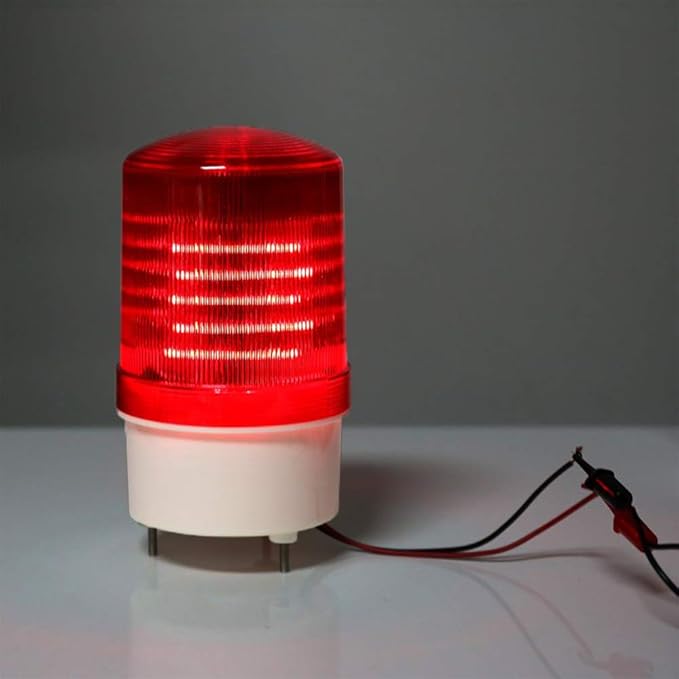 Industrial LED Rotating Strobe Beacon Warning Lights, Electrical Revolving Signal Lights for Emergency, 24v DC, Red, No Buzzer