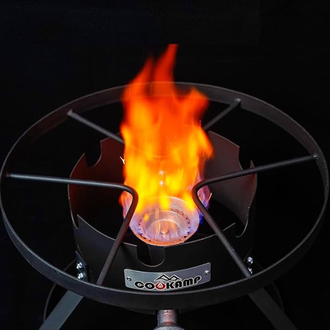 High Pressure Gas Burner 1-Burner Outdoor Propane Gas Cooker with 0-20 PSI Adjustable Regulator and Hose (BLACK) SA1600