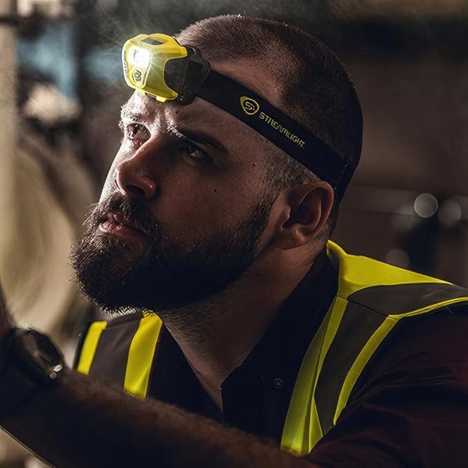 Streamlight 61424 Enduro Pro Haz-Lo 160-Lumen Multi Function Headlamp Includes 3 AAA Alkaline Batteries, Rubber Hard Hat Strap, Elastic Head Strap, 3M Dual Lock, Yellow
