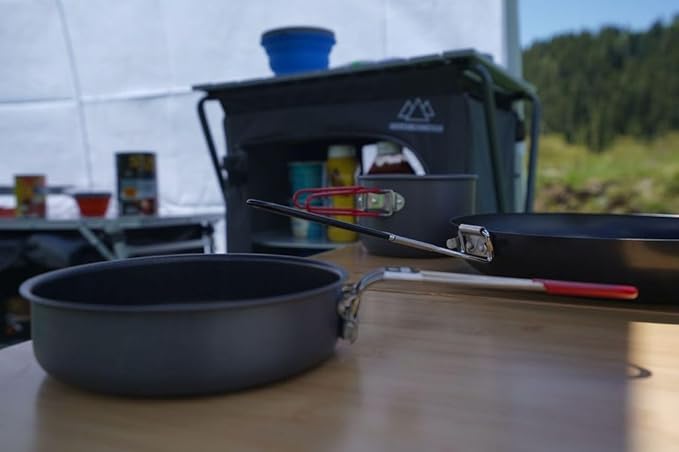 3 Piece Backpacker Hard-Anodized Cook Set - Camping Cookware with Carrying Bag (Made by Caddis Sports, Inc.)