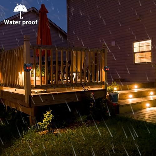 6 Pack Solar Deer Repellent Outdoor, Waterproof Wild Nocturnal Animals, Squirrel Repeller with Red Lights, Dog, Skunk Repellent for Yard, Predator, Cat, Wolf, Hawk, Coyote, Fox, Raccoon, Snake, Rabbit