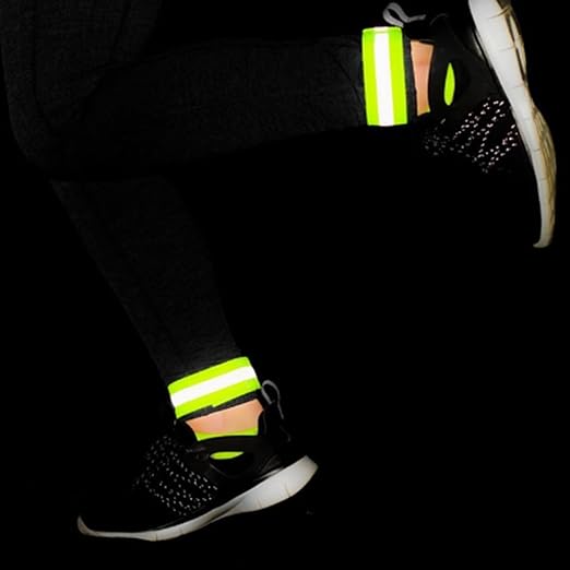 4 PCS Reflective Wrist Strap 4x1.5cm Safety Gear Reflective Wristbands High Visibility Ankle Bands Reflector Armband Self-Adhesive Reflective Bands for Walking,Night Sports Fluorescent Green