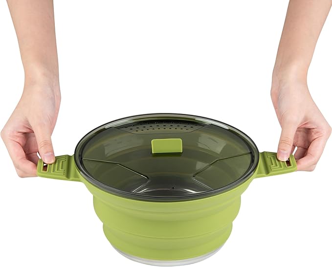 Restaurantware-Hi Tek 2.5 Liter Collapsible Camping Pot, 20 Portable Cook Pots - With Lid, Stainless Steel Bottom, Silicone Camping Cookware, For Travel Or Outdoor Hiking- Restaurantware