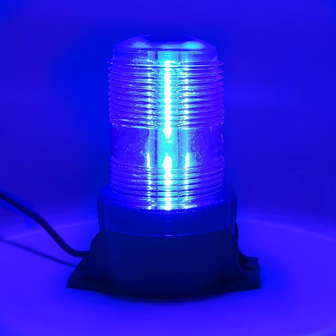 LED Strobe Light, 12V-24V Warning Emergency Safety Flashing Beacon Lights with Magnetic and 16.4 ft Straight Cord Vehicle Forklift Truck Tractor Golf Carts UTV Car Bus (1 PCS, Blue)