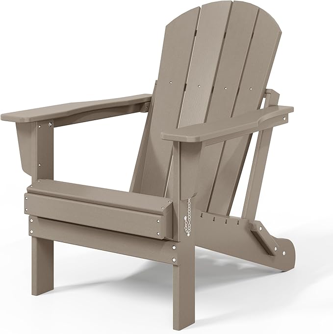 WestinTrends Malibu 4-Piece Set Outdoor Folding Poly Adirondack Chair, Weathered Wood