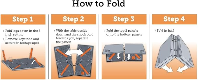 Crazy Creek Pack Table, Compact 12" x 12" Outdoor Folding Table, Gray and Orange