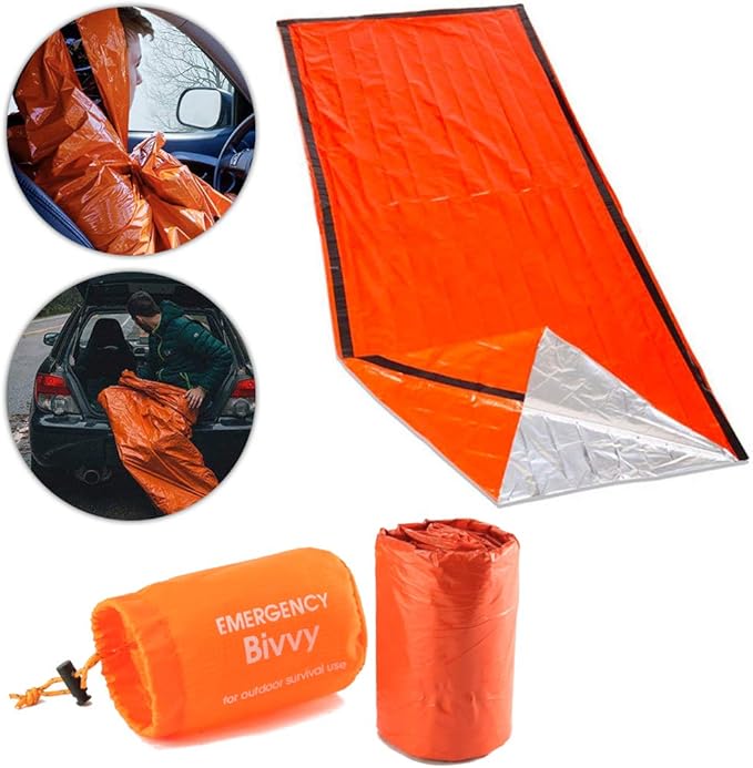 Emergency Sleeping Bag - Lightweight Survival Sleeping Bag Waterproof Thermal Bivy Sack Tent Portable Emergency Blanket Survival Gear for Camping Hiking Outdoor Adventure Activities