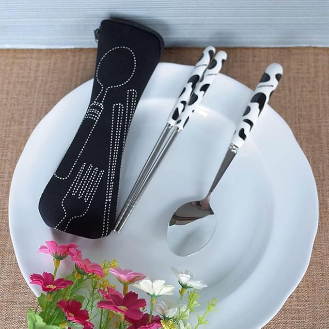 Black Portable Tableware Bag Outdoor Travel Camping Cutlery Pouch Storage Bag Flatware Tableware Dinnerware Carrying Case for Knife, Fork, Spoon, Tea Spoon, Chopsticks, Bottle Opener, Straws Flatware