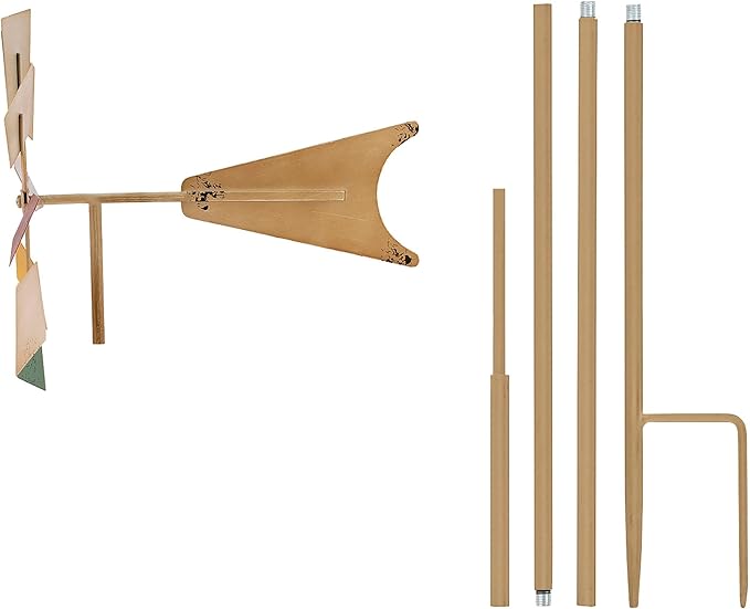 Alpine Corporation 52" Outdoor Metal Windmill Spinner Stake Yard Decoration, Multicolor