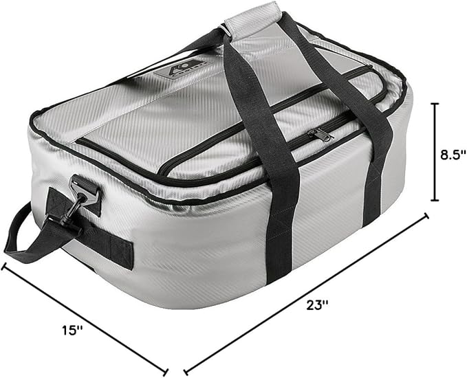 AO Coolers Stow N' Go Cooler, Low-Profile, Leakproof with High-Density Insulation, Holds Ice for 24 Hours, Carbon Silver, 38 Pack