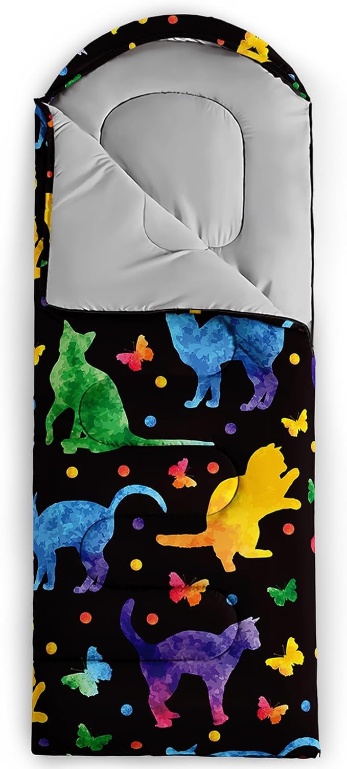 AILONEN Blue Glowing Basketball Sleeping Bag for Kids Boys,Warm and Cool Weather,Lightweight,Waterproof Backpacking,City Theme Ball Sports Sleeping Bag for Camping