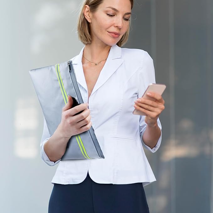 Fireproof Document Bag – 3 Pack (15" x 11", 13" x 9.7", 10.5" x 8") Fireproof & Water- proof Document Organizer | Document Holder with Zipper Secure for Cash, Passports, Check& More