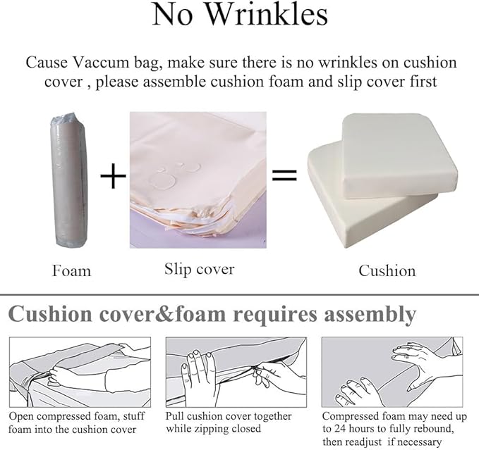 Patio Chair Cushions Non Slip Bottom Chair Pad with Ties Waterproof Square Outdoor Seat Cushion Replacement for Garden Swing Furniture Set of 2 18 x18 Inch, Beige