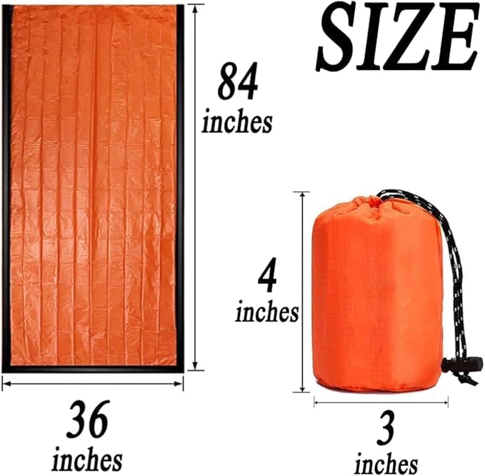 Emergency Sleeping Bag, 84"X36" Waterproof Survival Emergency Sleeping Bags for Survival, Pocket Size Survival Blanket, Thermal Bivy Sack for Outdoor Camping, Hiking,Hunting
