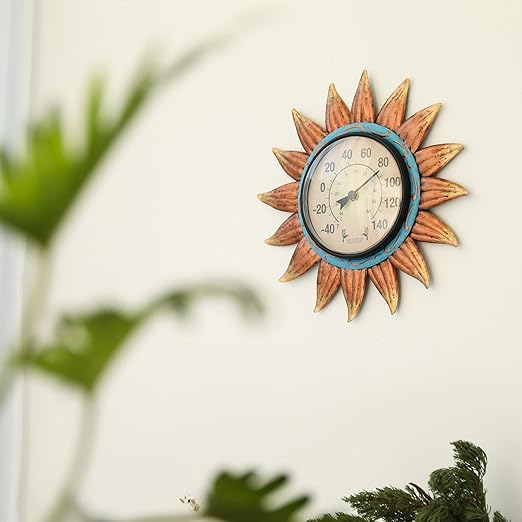 MUMTOP Indoor Outdoor Thermometer - Sunflower Wall Thermometer, Outdoor Thermometers for Patio, Room, Greenhouse, Outside, Garden Decor(Brown)