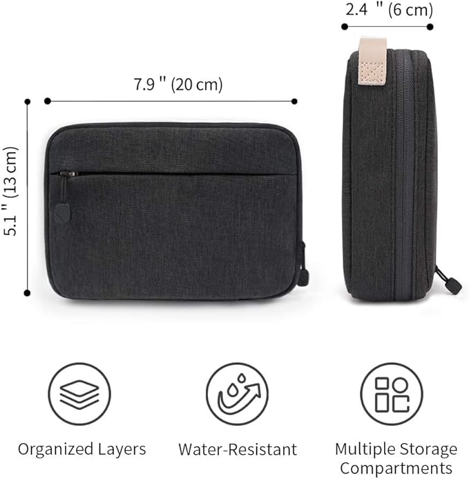 pack all Electronic Organizer, Cable Organizer Bag, Cord Travel Organizer for Cables, Chargers, Phones, USB cords, SD Cards (Black)