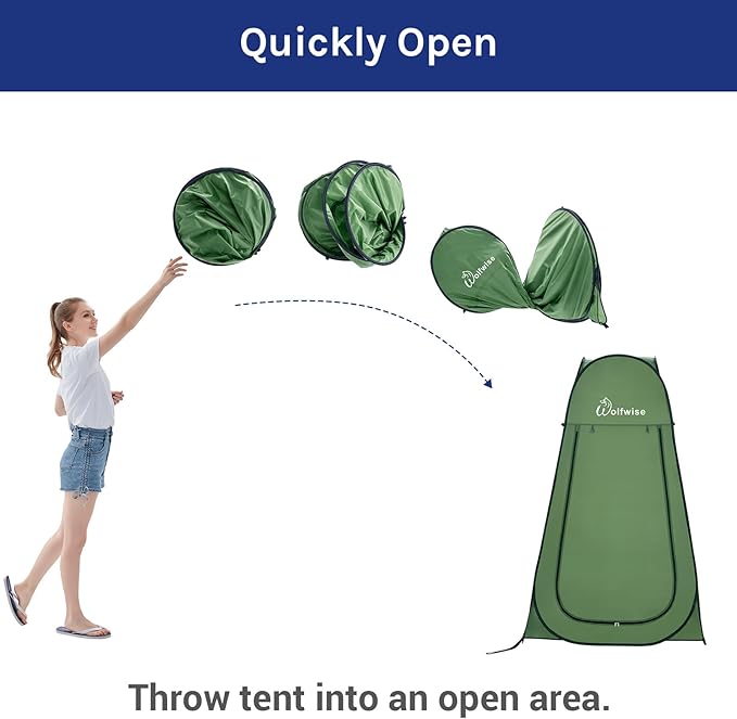 Wolfwise Pop Up Changing Tent for Beach, Camping Portable Shower Tents, Outdoor Privacy Bathroom, Change Dressing Clothes Porta Potty Tent Pop Up Instant for Camp, Toilet, Green