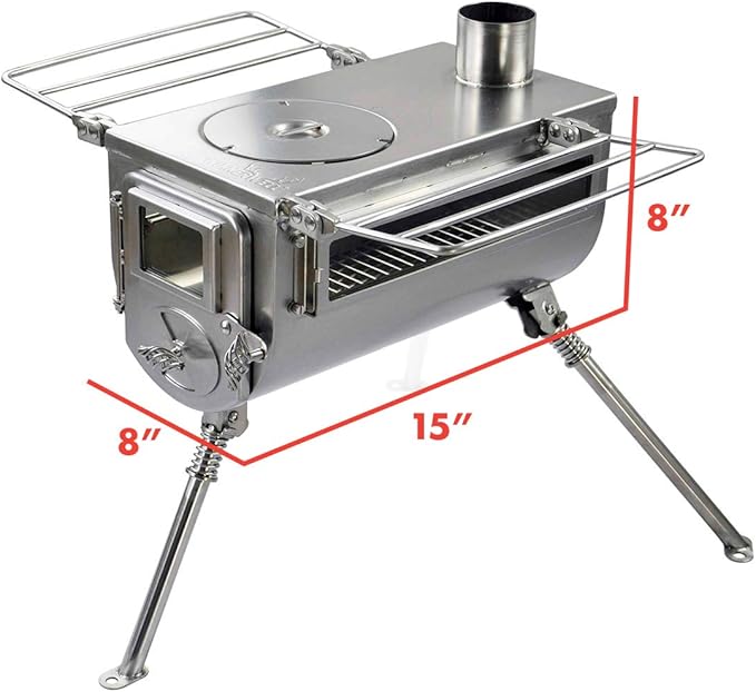 Winnerwell Woodlander Double-View Medium Tent Stove | Portable wood Burning Tent Stove for Tents, Shelters, and Camping | 800 Cubic Inch Firebox | Stainless Steel Construction | Includes Chimney Pipe