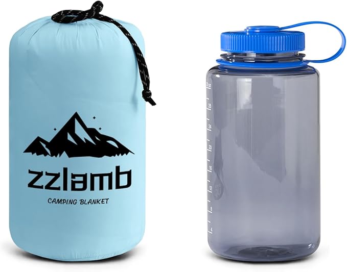 zzlamb Camping Blanket, Compact Lightweight Soft Puffy Blanket Water-Repellent, Packable Warm Quilt Down Alternative Picnic Hiking Backpacking Beach Travel RV Airplane Couch Car