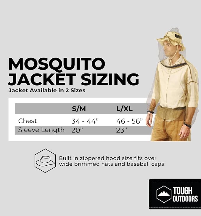 Mosquito Jacket - Bug Jacket with Hood for Men and Women - Mosquito Net for Gardening & Outdoor Protection from Bugs, Flies, Gnats, No-See-Ums & Midges