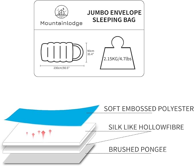 Jumbo Sleeping Bag for Adult&Kids,Cold&Warm Weather with Compression Sack and Water Resistant for Family Camping,Travel and Car Camping