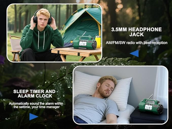 Emergency Alert NOAA Weather Radio with Hand Crank & Solar Power, AM/FM/SW Portable Radio, Replaceable Battery, Flashlight, Phone Charger, SOS Alarm for Hurricane, Power Outage, Camping Gifts