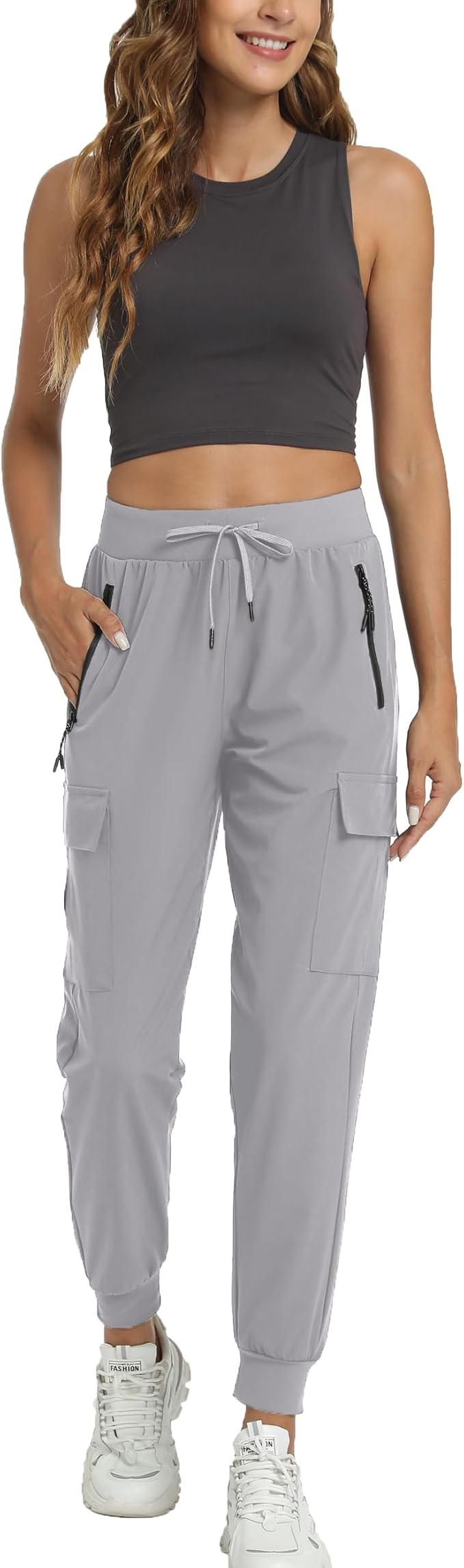 Kcutteyg Womens Water Resistant Hiking Pants with Pockets Quick Dry Soft Athletic Workout Joggers Pants for Camping Travel