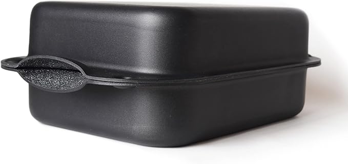 DaTerra Cucina - 13 x 8 x 4.25 Nonstick Ceramic Coated Dual Roasting Pan Set – 2 Identical Pans, Oven Safe, Ideal for Roasting, Baking, Searing, Braising, Casseroles, Fits Most Toaster Ovens
