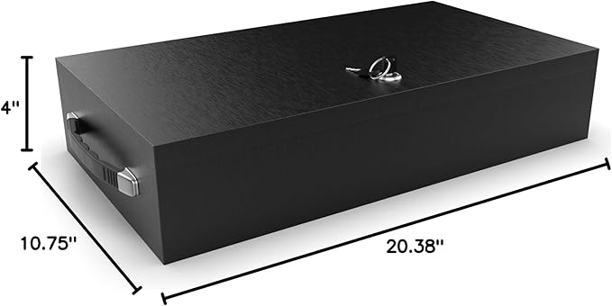 Fire Retardant Large Strong Box, Fits Legal Documents & More Flat, Steel Security Chest Lock Box, Fire Resistant to Safeguard Vitals, 0.43 Cubic Ft, 18" x 10" x 3.5" Interior, Black