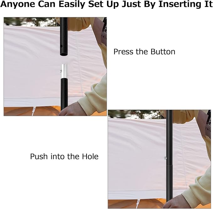 SAN LIKE Tent Poles Aluminum Tent Poles for Tarp 60inch Camping Tarp Poles Adjustable Collapsible Tent Poles for Awnings Canopy Rain Fly Shelter 2 Sets (4 Sections)