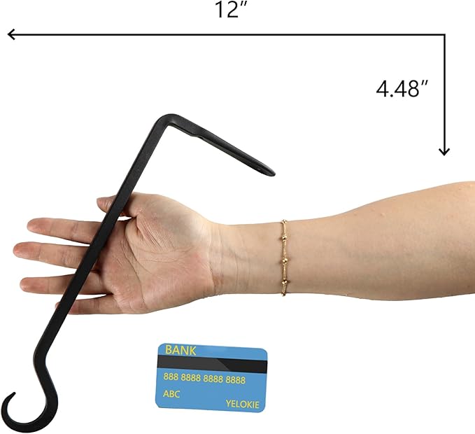 12inch 4 Pack Plant Hanger, Sturdy Hanging Plant Hangers Outdoor, Bird Feeder Hanger for Bird Feeders, Planters, Lanterns, Wind Chimes Indoor Outdoor, Upgrade Black