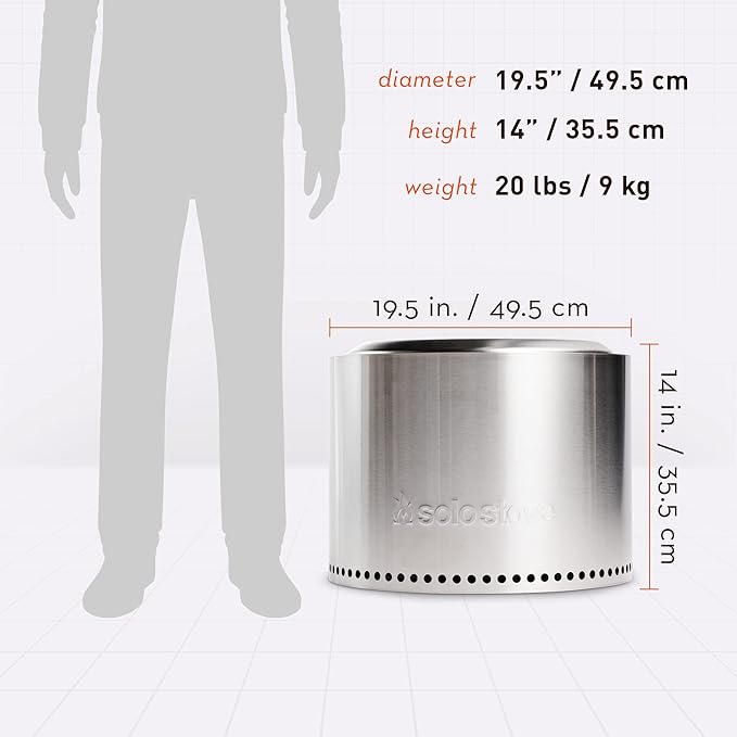 Solo Stove Bonfire 19.5" Smokeless Fire Pit with Removable Ash Pan | Portable Outdoor Fire Pit | Stainless Steel - Wood Burning Lightweight Fireplace | Ideal for 4-6 People, 20 lbs