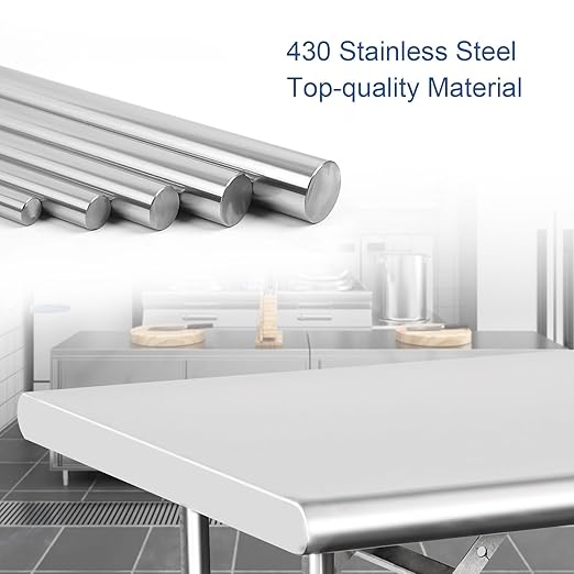 HARDURA Folding Stainless Steel Table 24X48 Inches with Legs NSF Commercial Portable Folding Prep Table for Restaurant Kitchen Home and Hotel