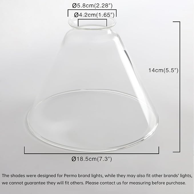 Permo Lighting Fixture Replacement Funnel Flared Clear Glass Shade